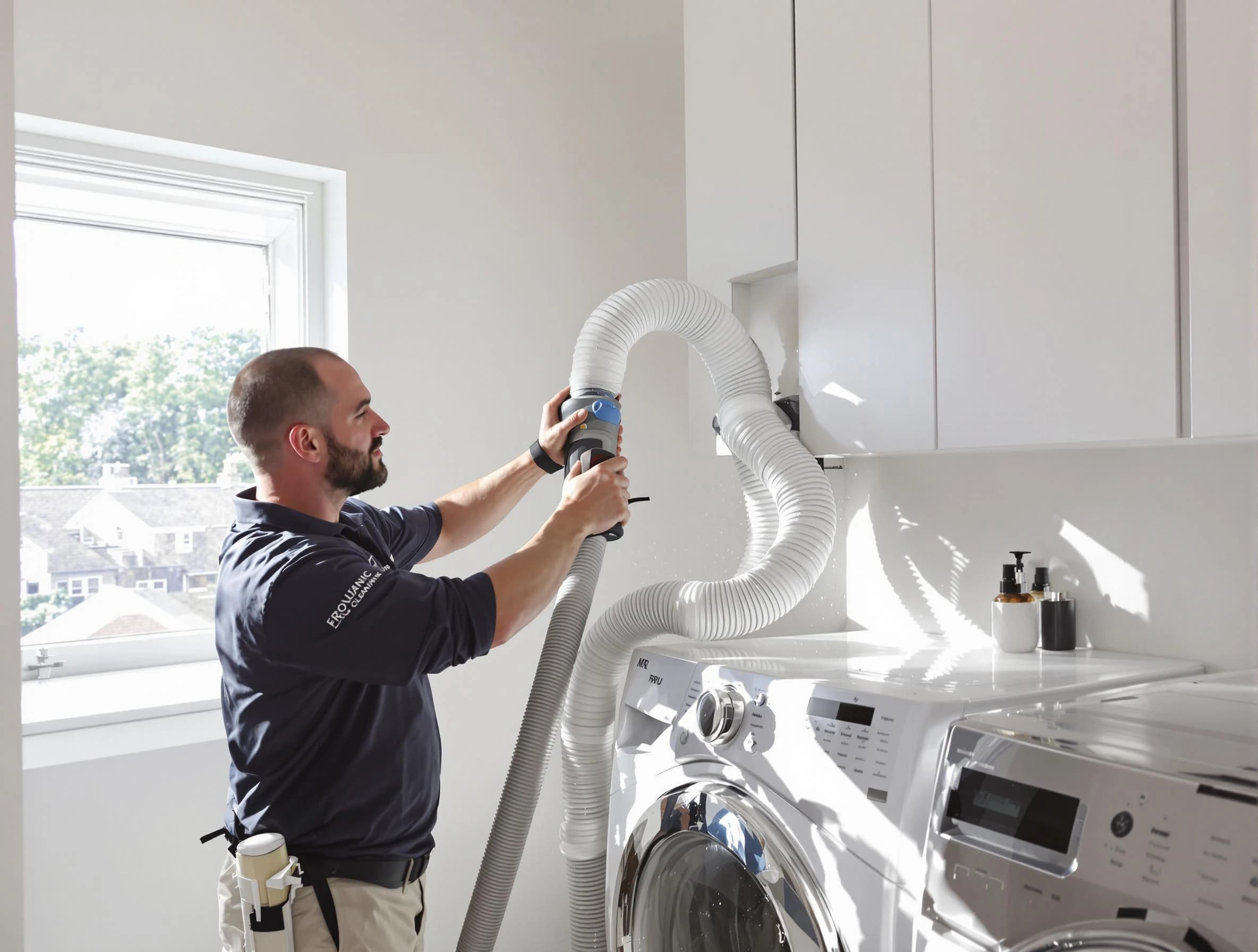 Certified Cranston Dryer Vent Cleaning technician performing dryer vent cleaning in Cranston