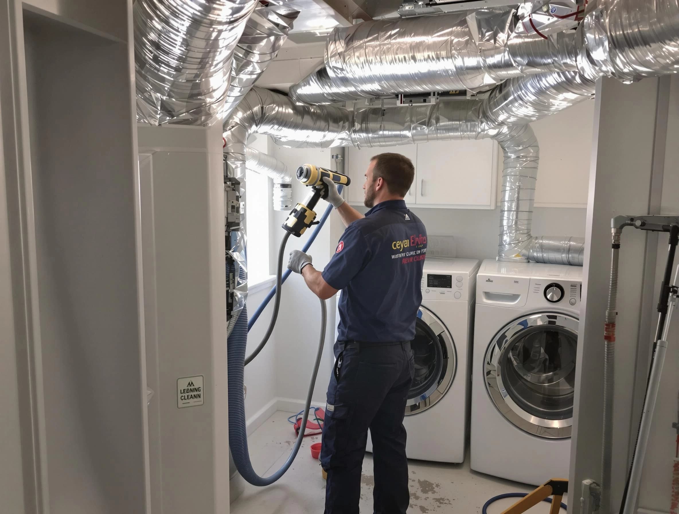 Cranston Dryer Vent Cleaning specialist using advanced equipment for thorough duct cleaning in Cranston