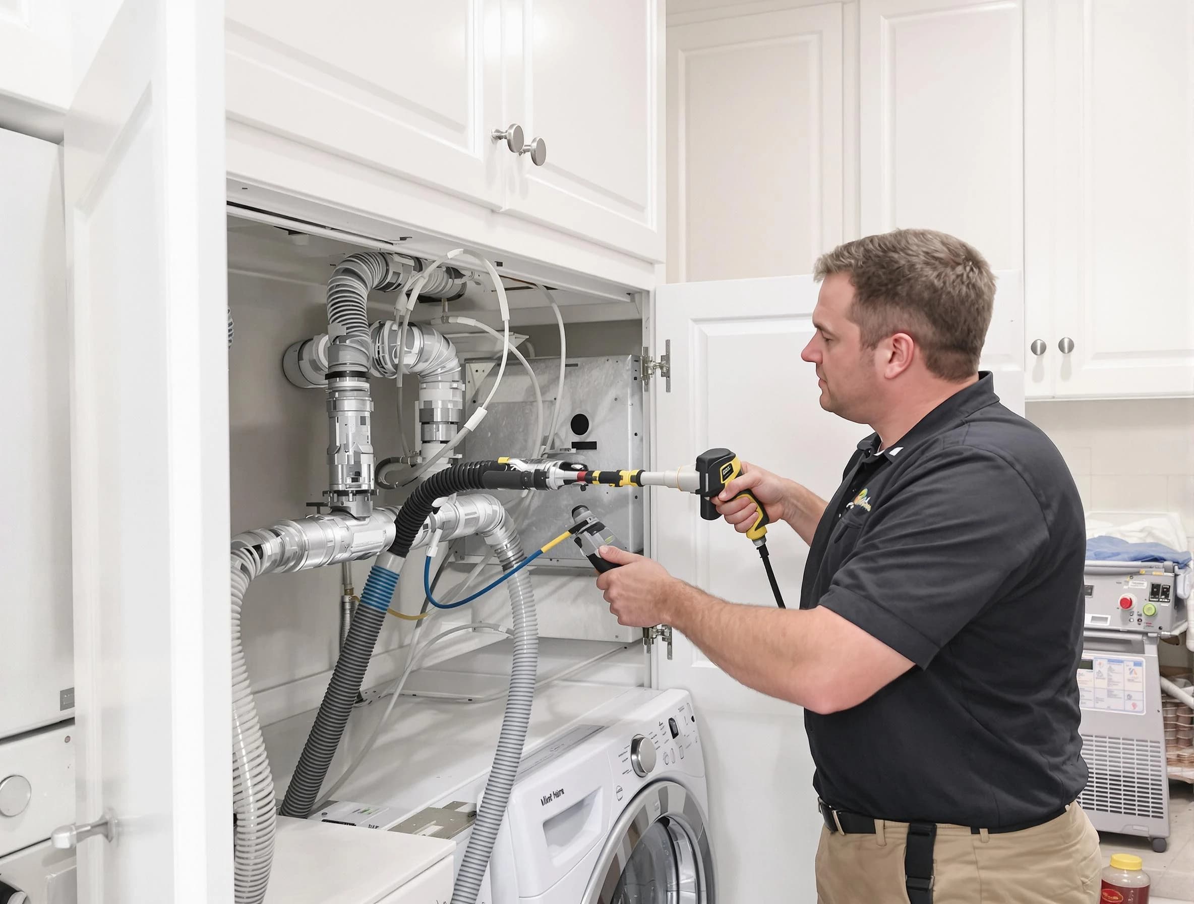 Cranston Dryer Vent Cleaning professional removing severe blockage from a clogged dryer vent in Cranston