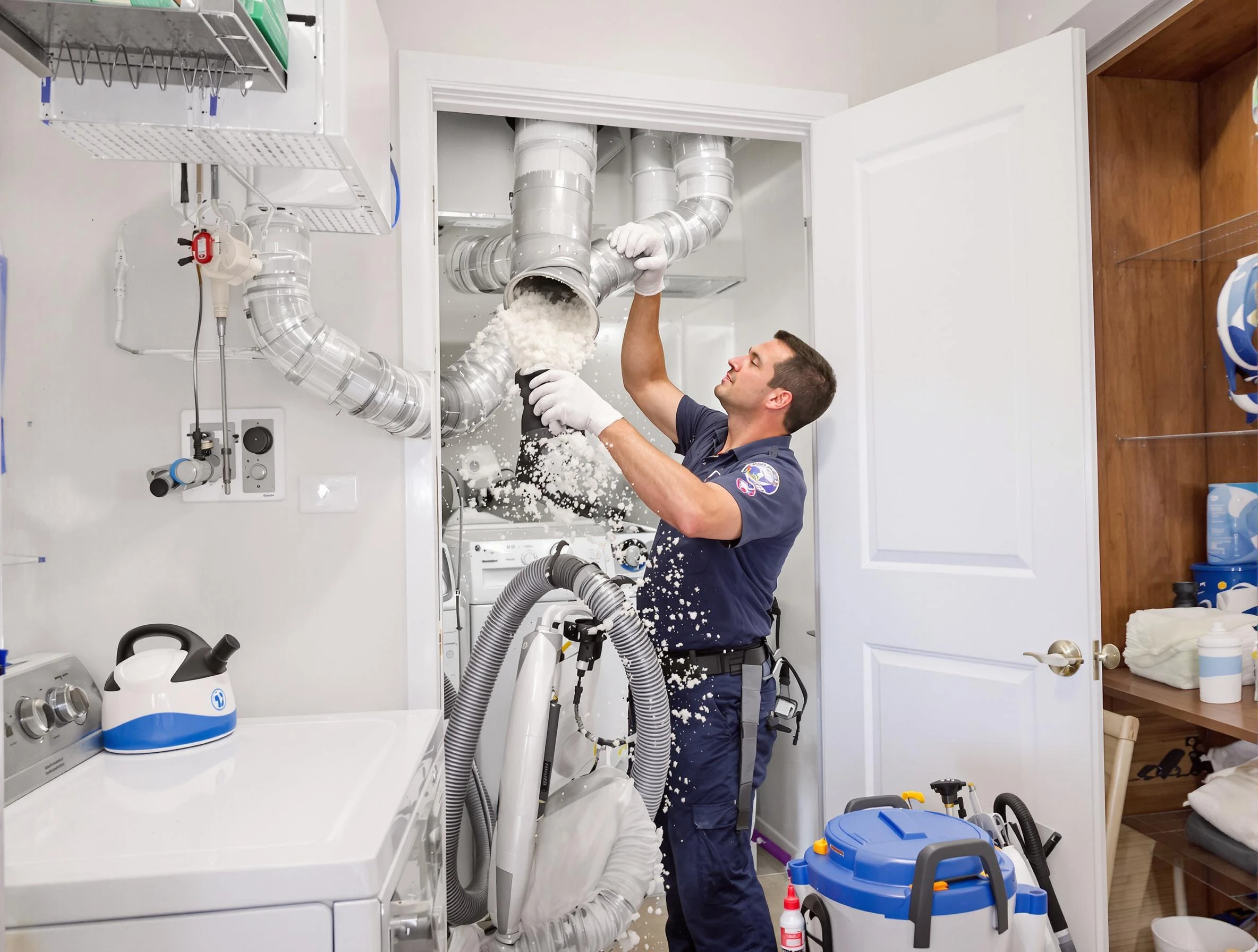 Cranston Dryer Vent Cleaning technician delivering thorough residential dryer vent cleaning service in Cranston